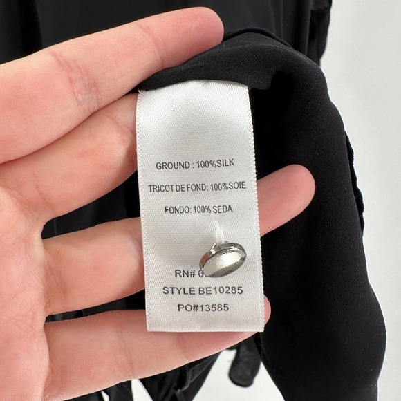 Artelier Nicole Miller Black Cold Shoulder Silk Blouse - Picture 7 of 12